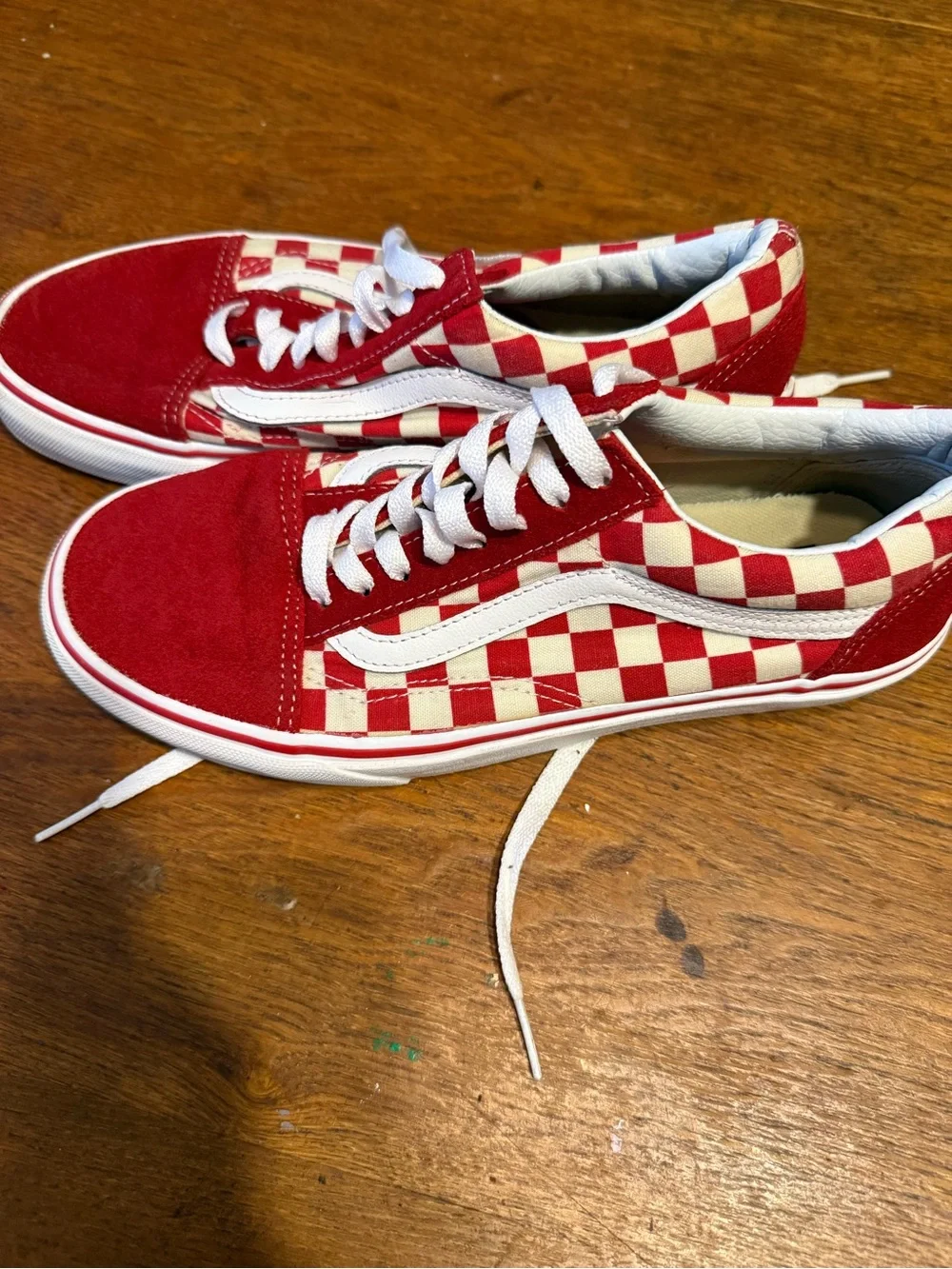 Vans Red and White Checkerboard Low-Top Sneakers - Picture 2 of 5